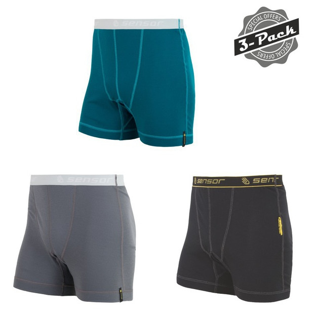 Spodenki męskie Sensor Double Face 3-pack Rozmiar: L / Kolor: czarny/szary