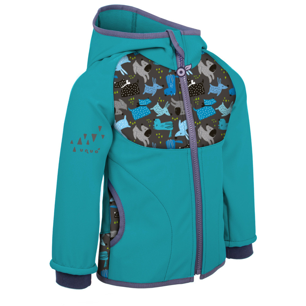 Dziecięca kurtka softshellowa Unuo fleece vzor Rozmiar dziecięcy: 74-80 / Kolor: zielony