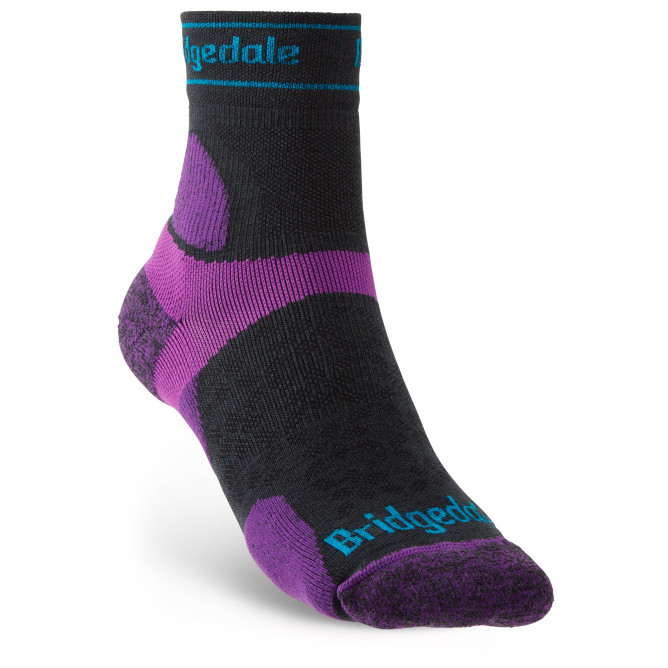 Damskie skarpety Bridgedale UL T2 MS 3/4 Crew Women's Rozmiar skarpet: 38-40 / Kolor: czarny/fioletowy