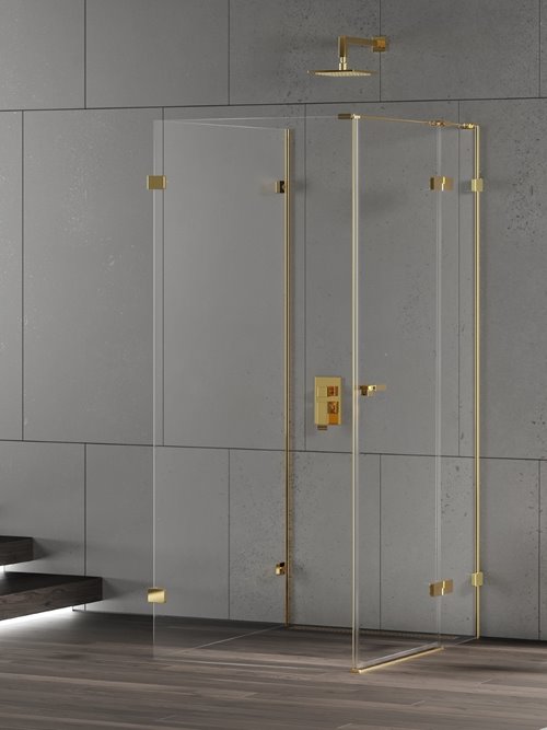 New Trendy Złota kabina przyścienna z bocznym wejściem 100x90 EXK-4827 Eventa Gold Shine