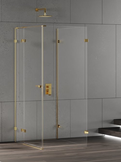 New Trendy Złota kabina przyścienna z bocznym wejściem 80x80 EXK-4816 Eventa Gold Shine