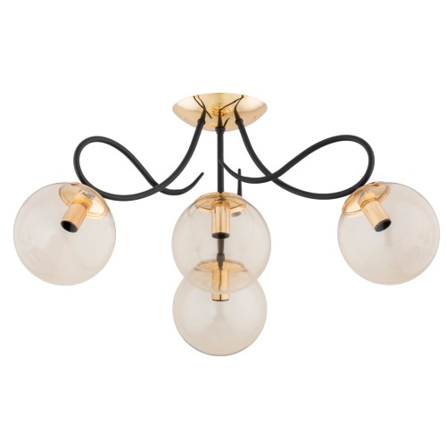 Oxa lampa sufitowa 4xE14 czarna/złota 63214