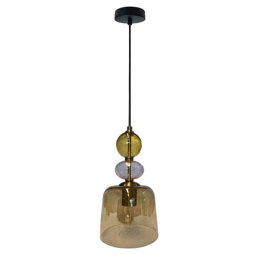 Tropea lampa wisząca 1xE27 czarna/bursztyn LP-2004/1P S AM