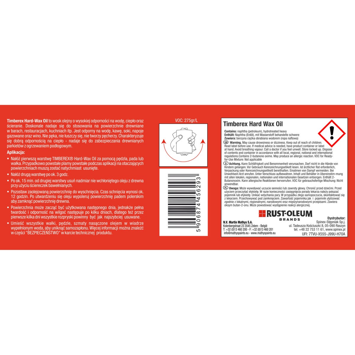 Olej do blatów i mebli 0.5 l Timberex 5906874456293