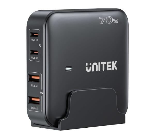 Unitek Ładowarka biurkowa GaN 70W 2x USB-A 2x USB-C