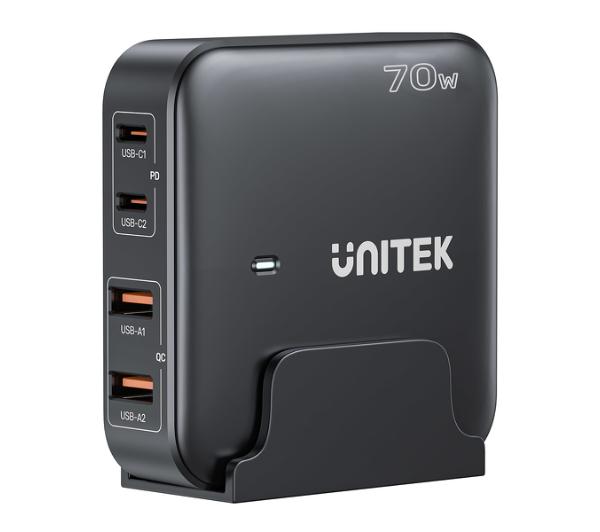 Unitek Ładowarka biurkowa GaN 70W 2x USB-A 2x USB-C - darmowy odbiór w 22 miastach i bezpłatny zwrot Paczkomatem aż do 15 dni