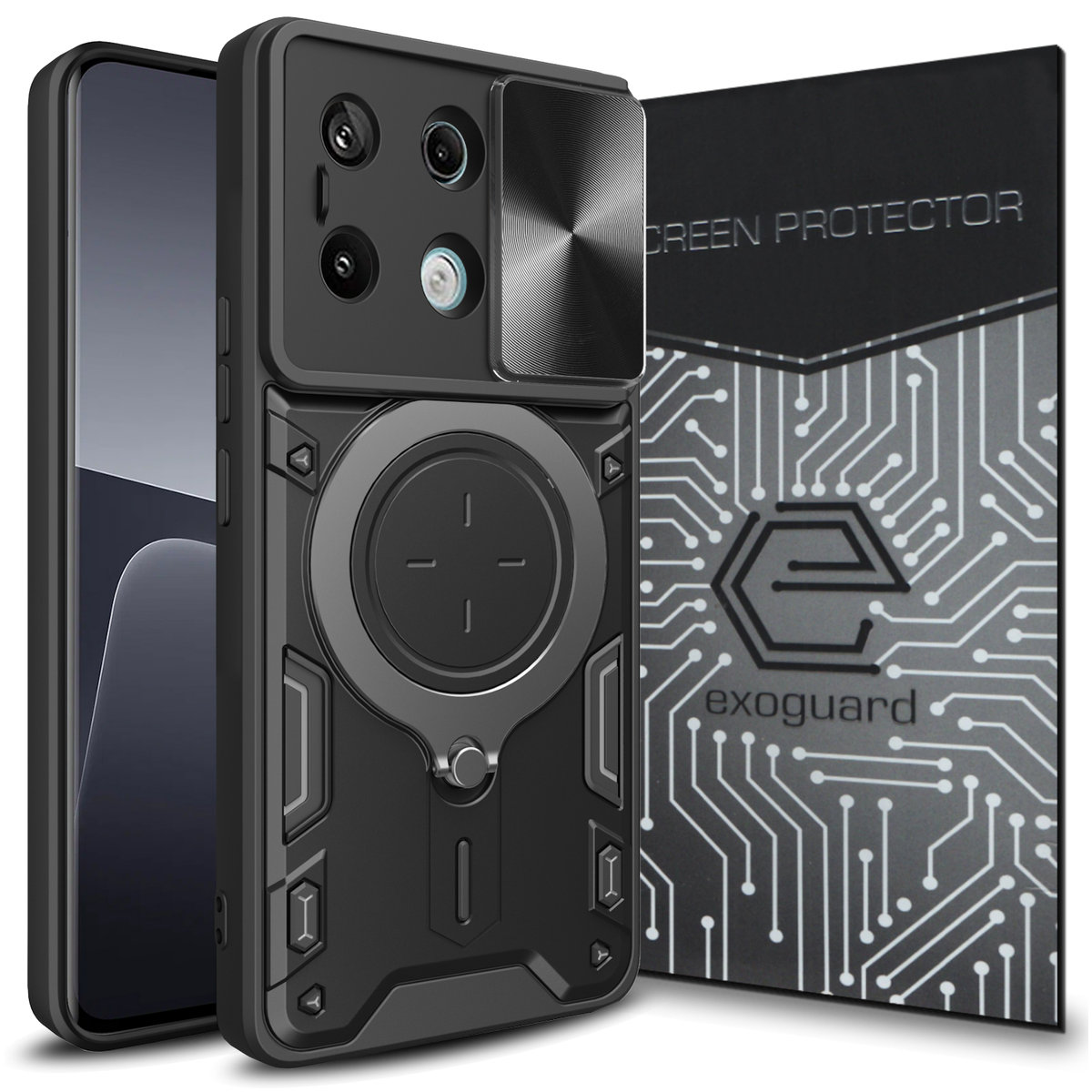 ETUI EXOGUARD RINGSHIELD + SZKŁO - XIAOMI REDMI NOTE 13 PRO 5G / POCO X6 5G - PANCERNE CASE OBUDOWA FUTERAŁ RING