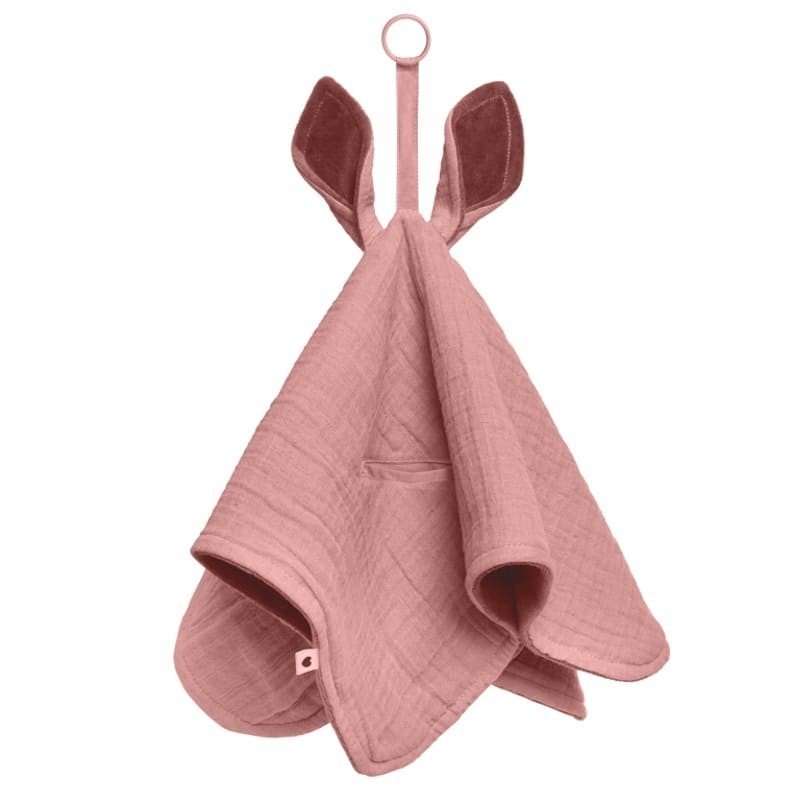 BIBS - Pieluszka przytulanka z zawieszką na smoczek Kangaroo - dusty pink.