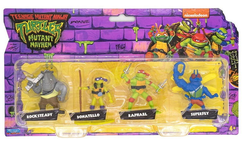 Wojownicze Żółwie Ninja Donatello Raphael Rocksteady Superfly Figurki 4 Szt.  Playmates