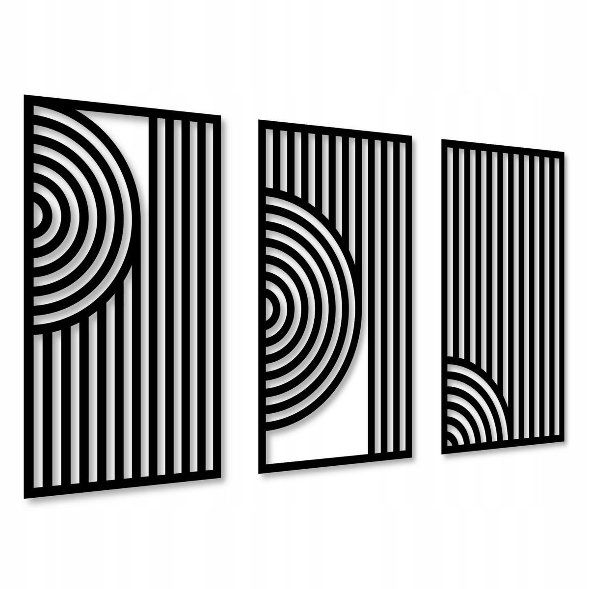 GEOMETRYCZNA DEKORACJA ŚCIENNA 3d Z DREWNA PANELE OBRAZY DO SALONU TRYPTYK