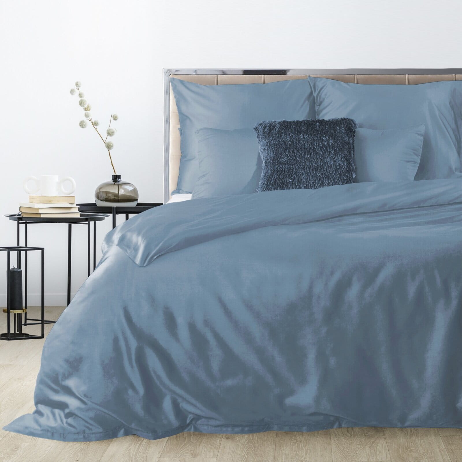 Pościel 160x200 satynowa Nova3 niebieska Eurofirany