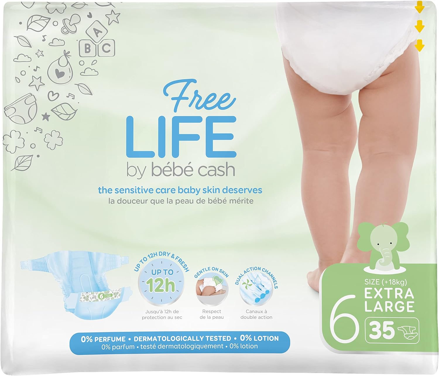 Pieluszki Freelife Bebecash rozmiar 6 18 kg + 44 szt (3303091000360)