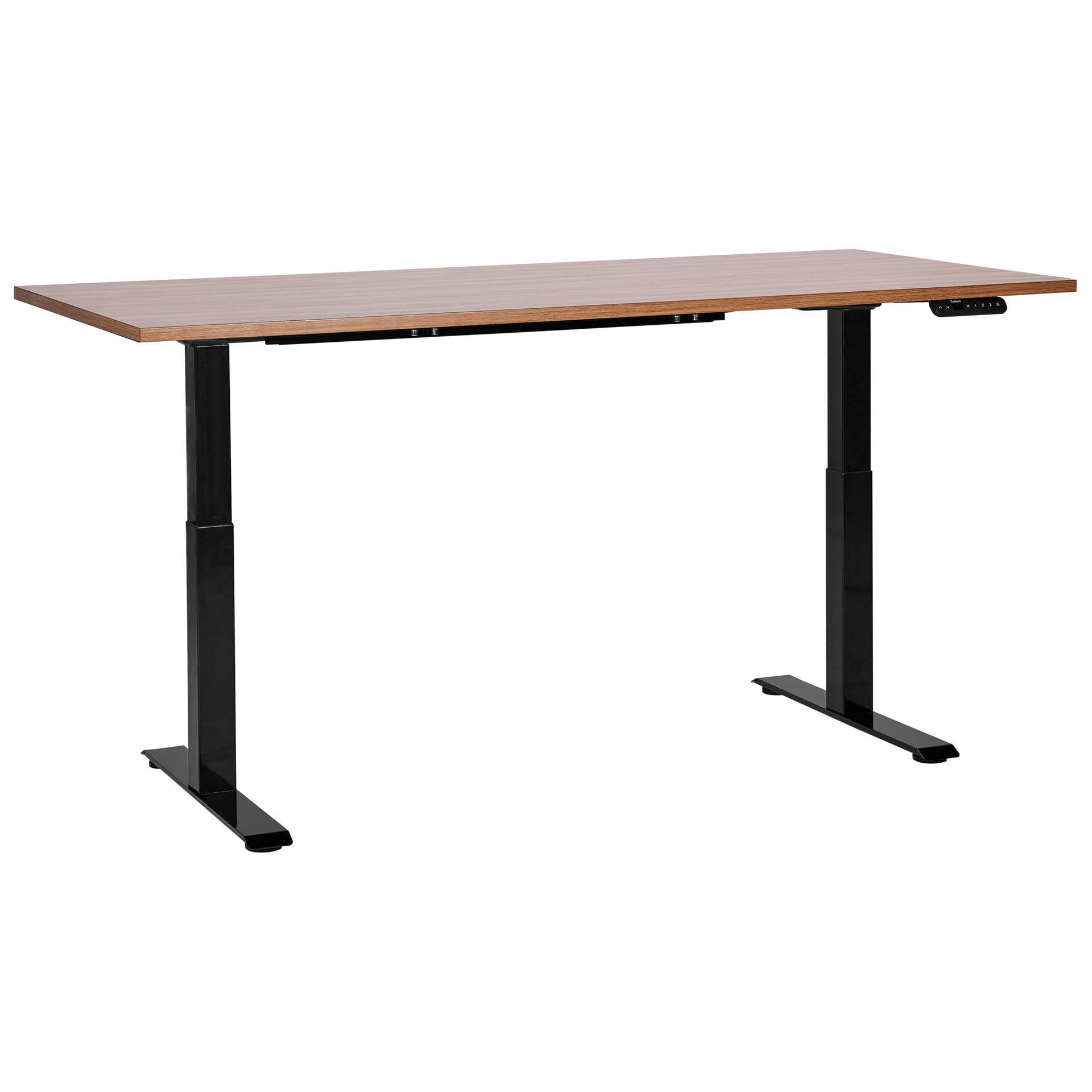 Фото - Офісний стіл Biurko regulowane elektrycznie 180 x 80 cm ciemne drewno z czarnym DESTINE