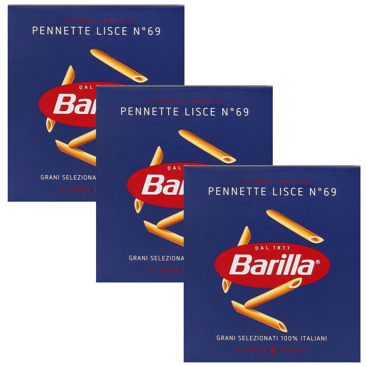 BARILLA Pennette Lisce - Włoski makaron rurki, makaron penne 500g 3 paczki