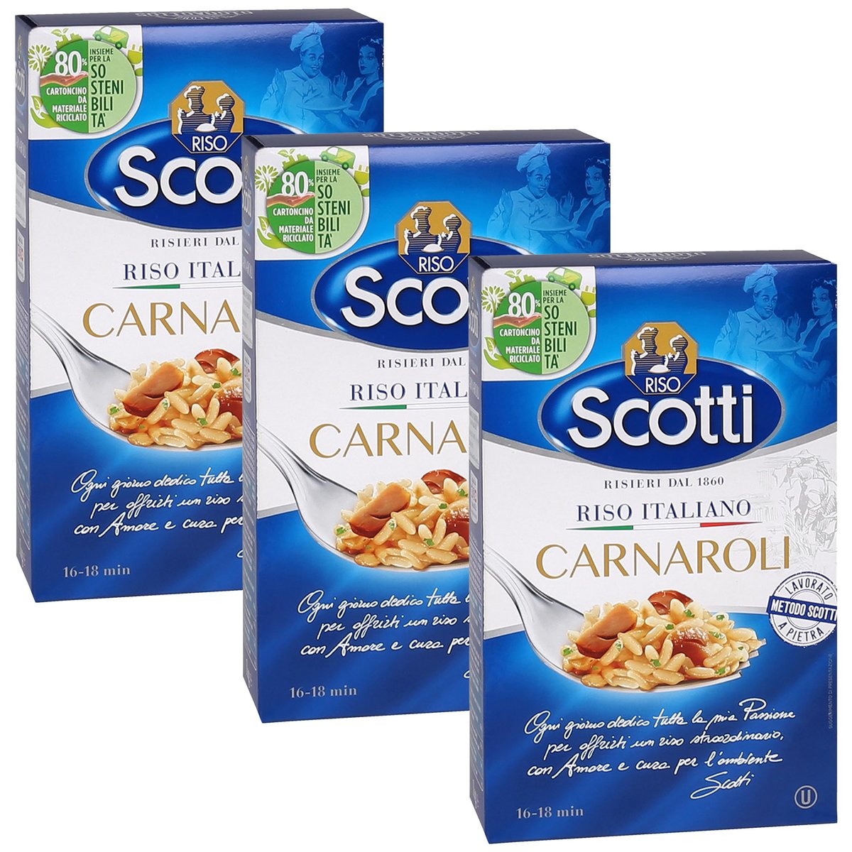 Scotti Carnaroli - Włoski ryż do risotto 1kg 3 paczki