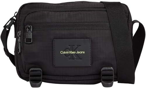 Calvin Klein Jeans Męskie sportowe Essentials U CAMERABAG21 L Crossovers, czarny/ostry zielony, jeden rozmiar, Czarny/ostry zielony, Rozmiar Uniwersalny