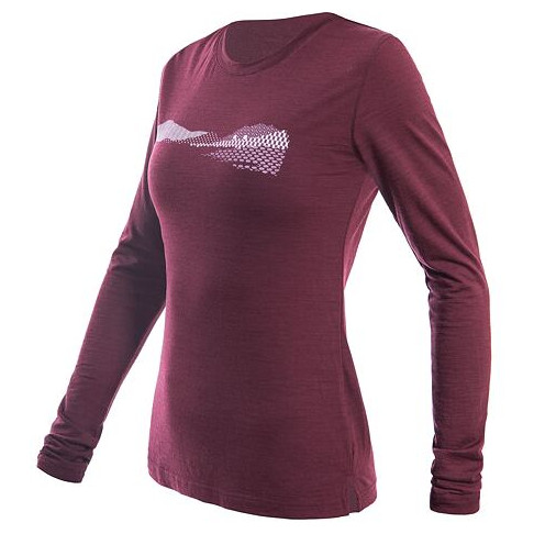 Koszulka damska Sensor Merino Air Pt Hills dl.rukáv Rozmiar: M / Kolor: ciemnoczerwony