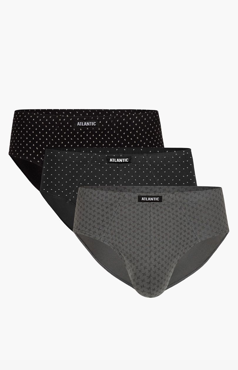 Bawełniane slipy męskie 3-pack 3MP-101/03, Kolor grafitowy, Rozmiar 2XL, ATLANTIC - Intymna
