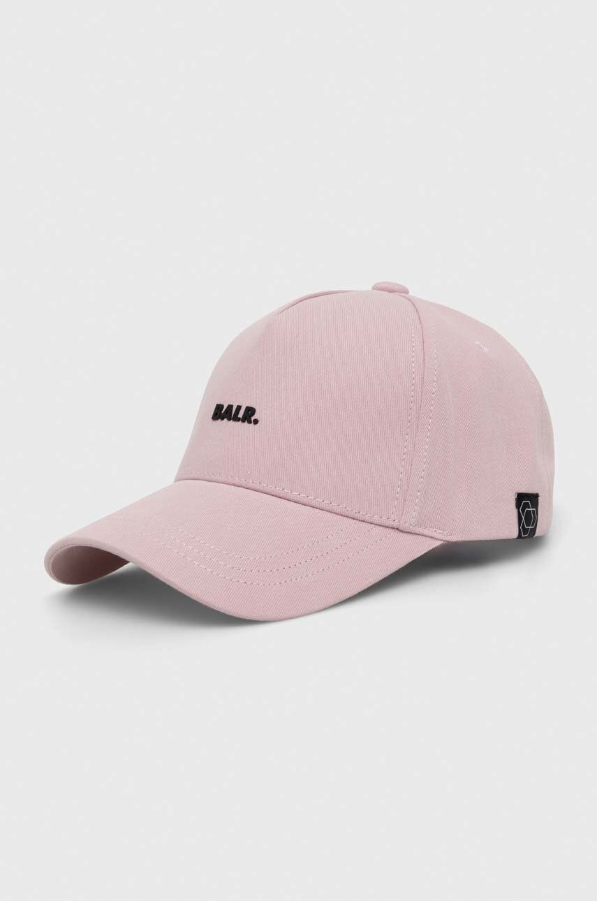 BALR. czapka z daszkiem bawełniana kolor różowy z aplikacją