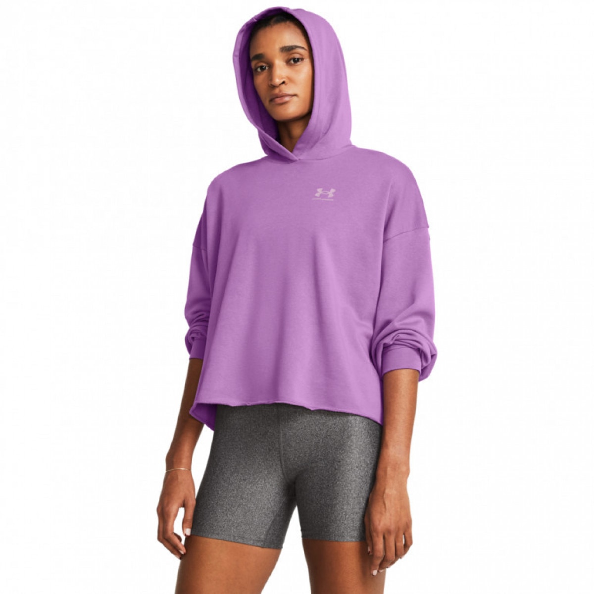 Damska bluza dresowa nierozpinana z kapturem Under Armour UA Rival Terry OS Hoodie - fioletowa - UNDER ARMOUR