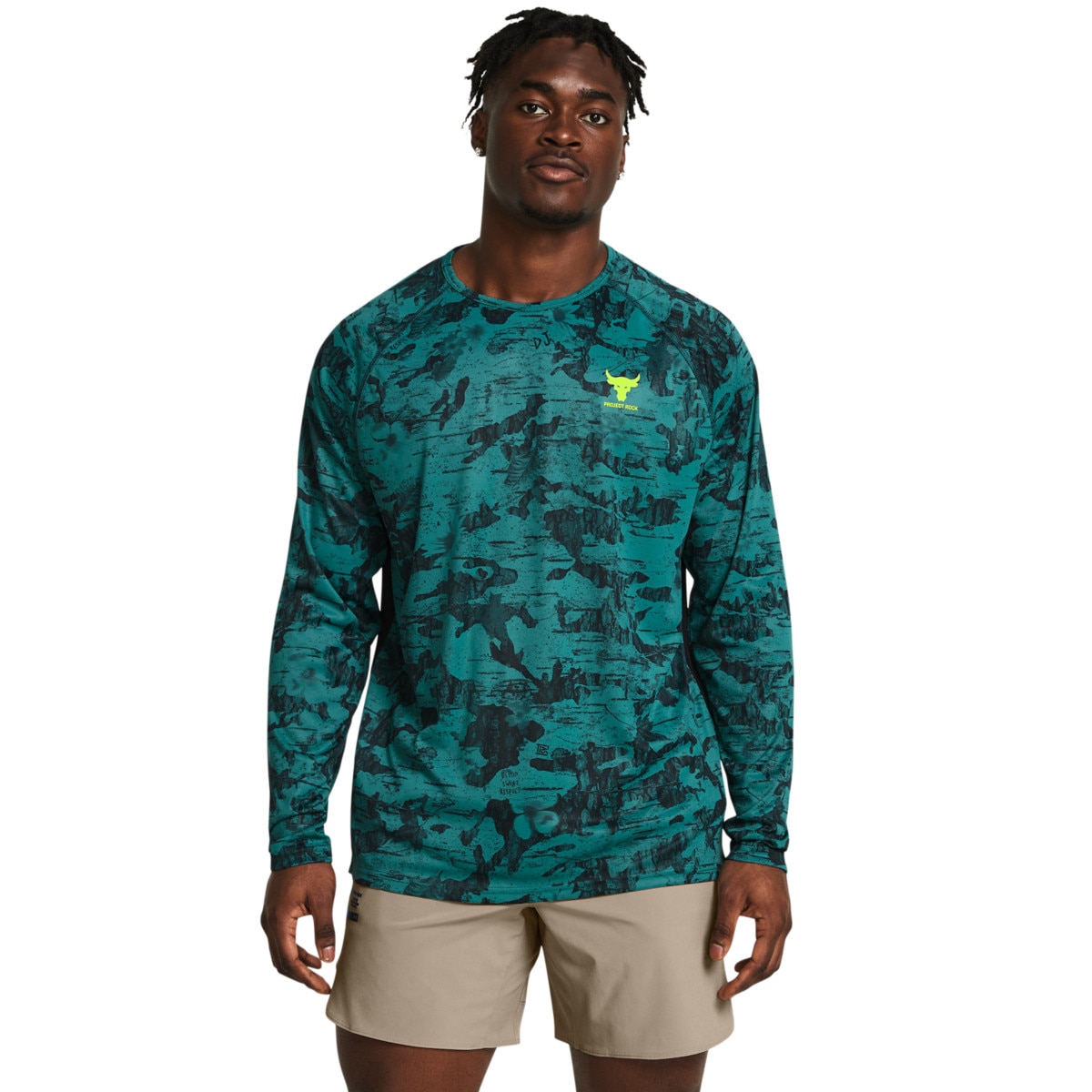 Męski longsleeve treningowy Under Armour Project Rock Iso Tide Hybrid Jkt - zielony - UNDER ARMOUR