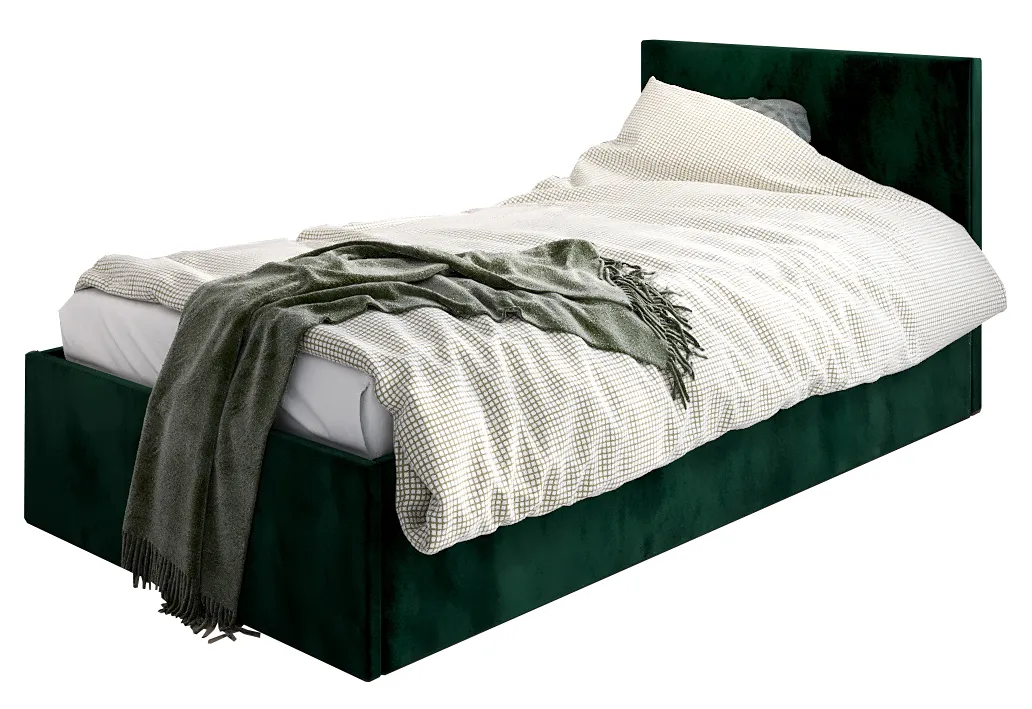Zielone łóżko tapicerowane z zagłówkiem L7-B75