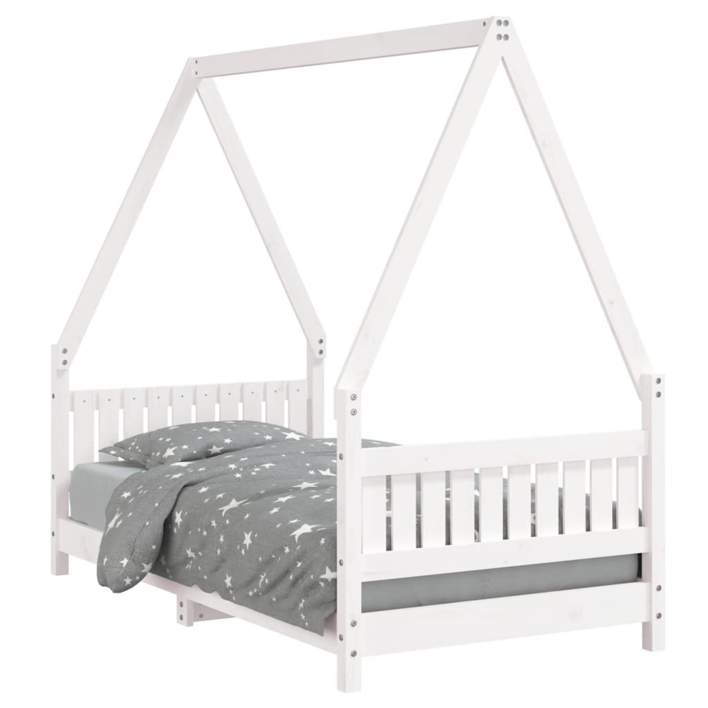 Drewniane łóżko dziecięce zadaszone - białe, 165,5 / AAALOE