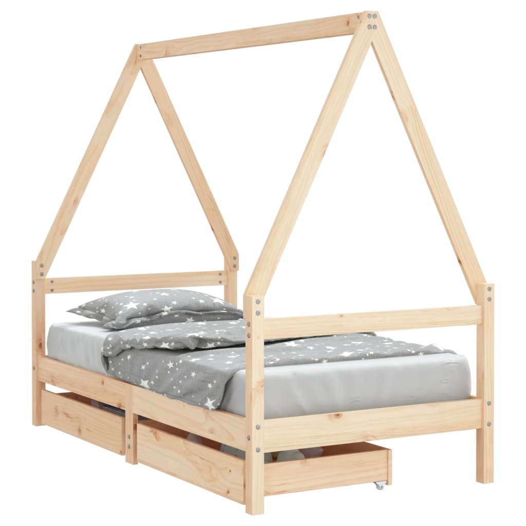 Radosne drewniane łóżko dziecięce z szufladami / AAALOE