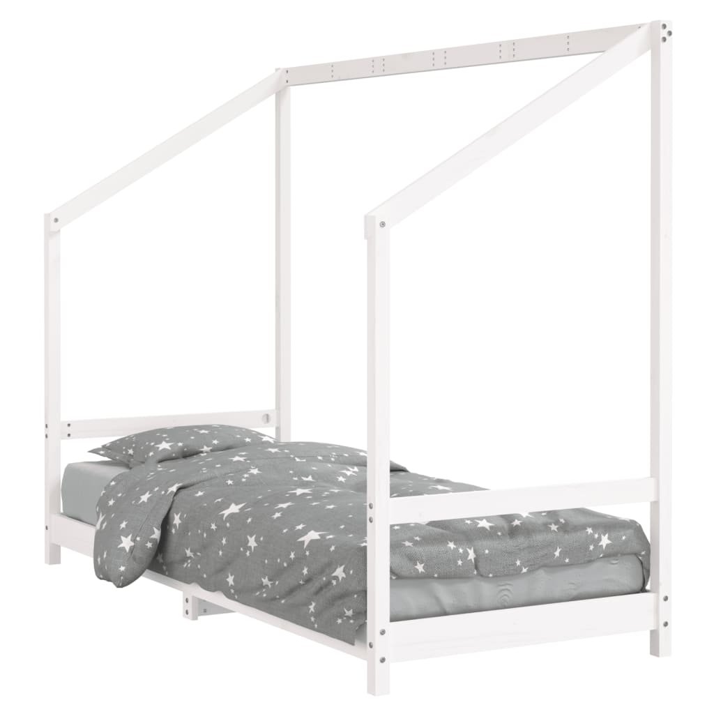 Drewniane łóżko dziecięce, białe, 205,5 x 85,5 x 1 / AAALOE