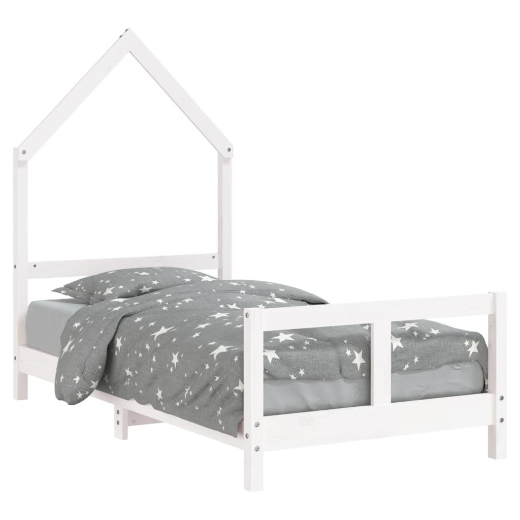 Drewniane łóżko dziecięce Domki - białe, 165,5 x 8 / AAALOE