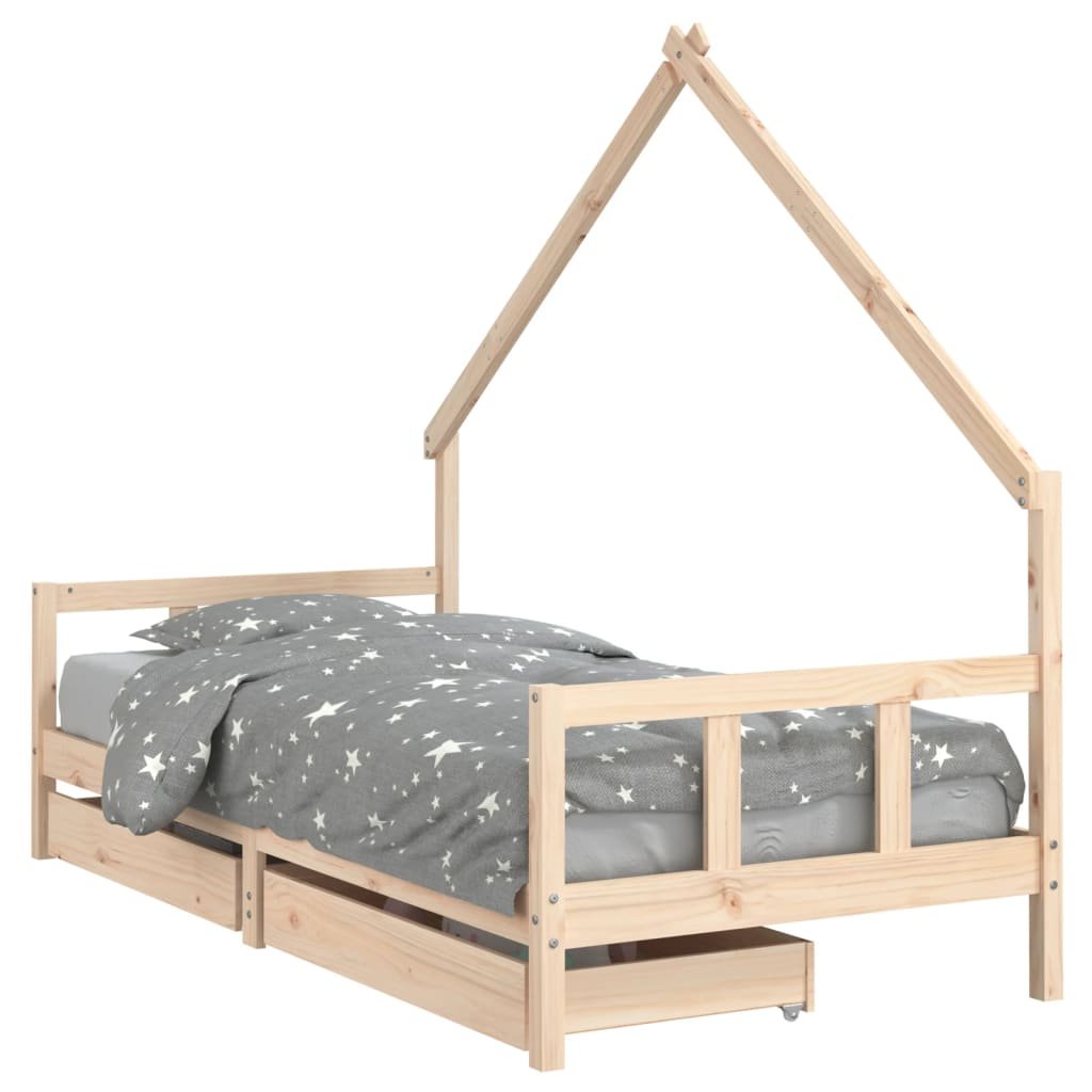 Drewniane łóżko dla dzieci - Lite sosnowe, 205,5 x / AAALOE