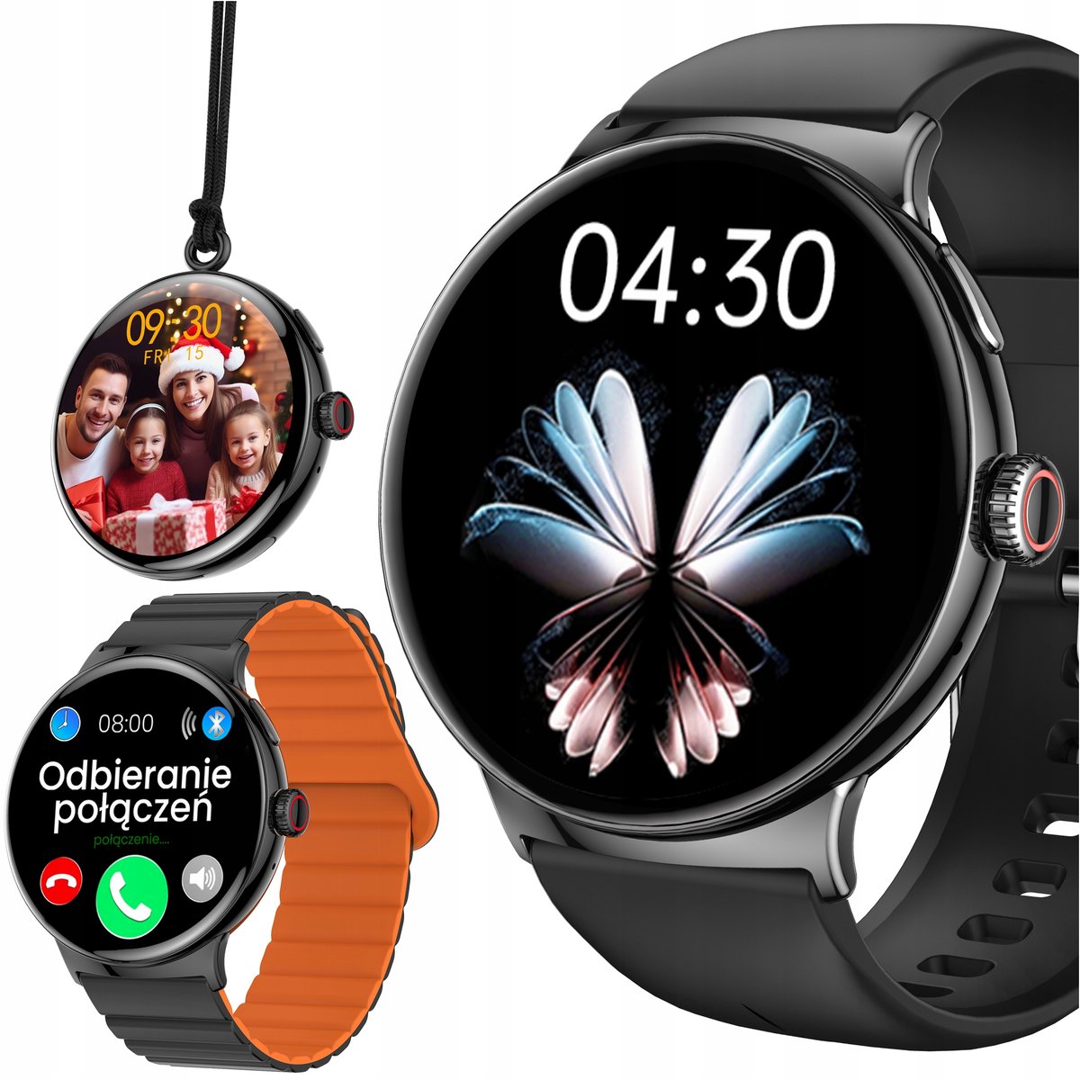 SMARTWATCH ZEGAREK ROZMOWY ODPOWIEDŹ SMS PULS POLSKIE MENU SMART WATCH 3w1