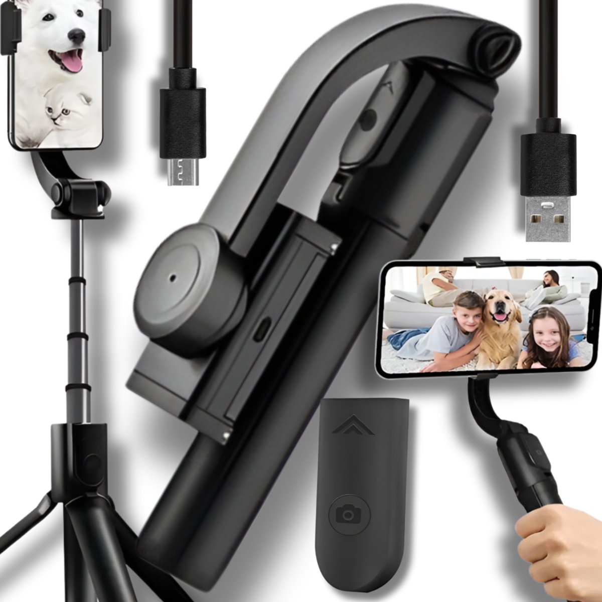 GIMBAL STABILIZATOR DO TELEFONU SELFIE STICK KIJ KIJEK UCHWYT Z PILOTEM