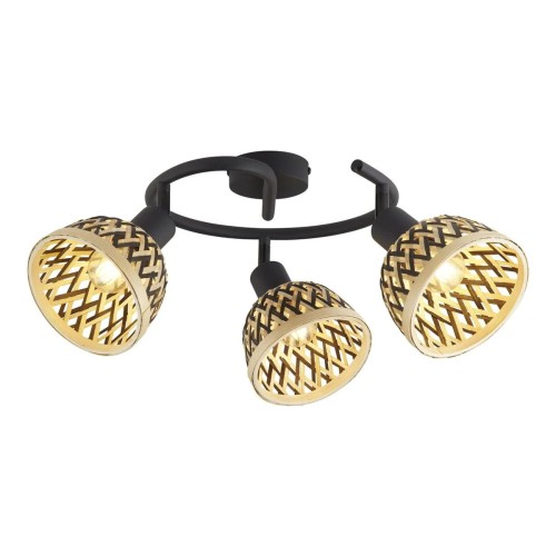 Lance lampa sufitowa (spot) 3xE14 czarna/bambus 19931-3BK