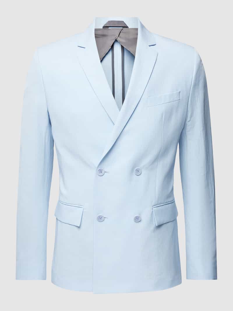 Marynarka lniana o kroju slim fit w jednolitym kolorze