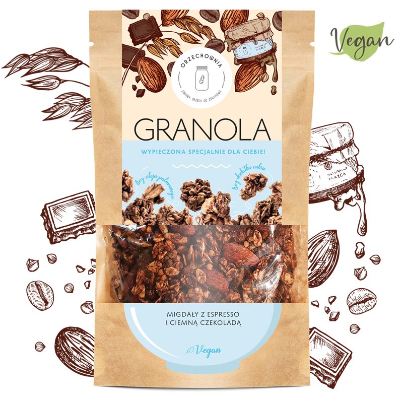 ORZECHOWNIA Granola migdały  espresso i  czek,320g