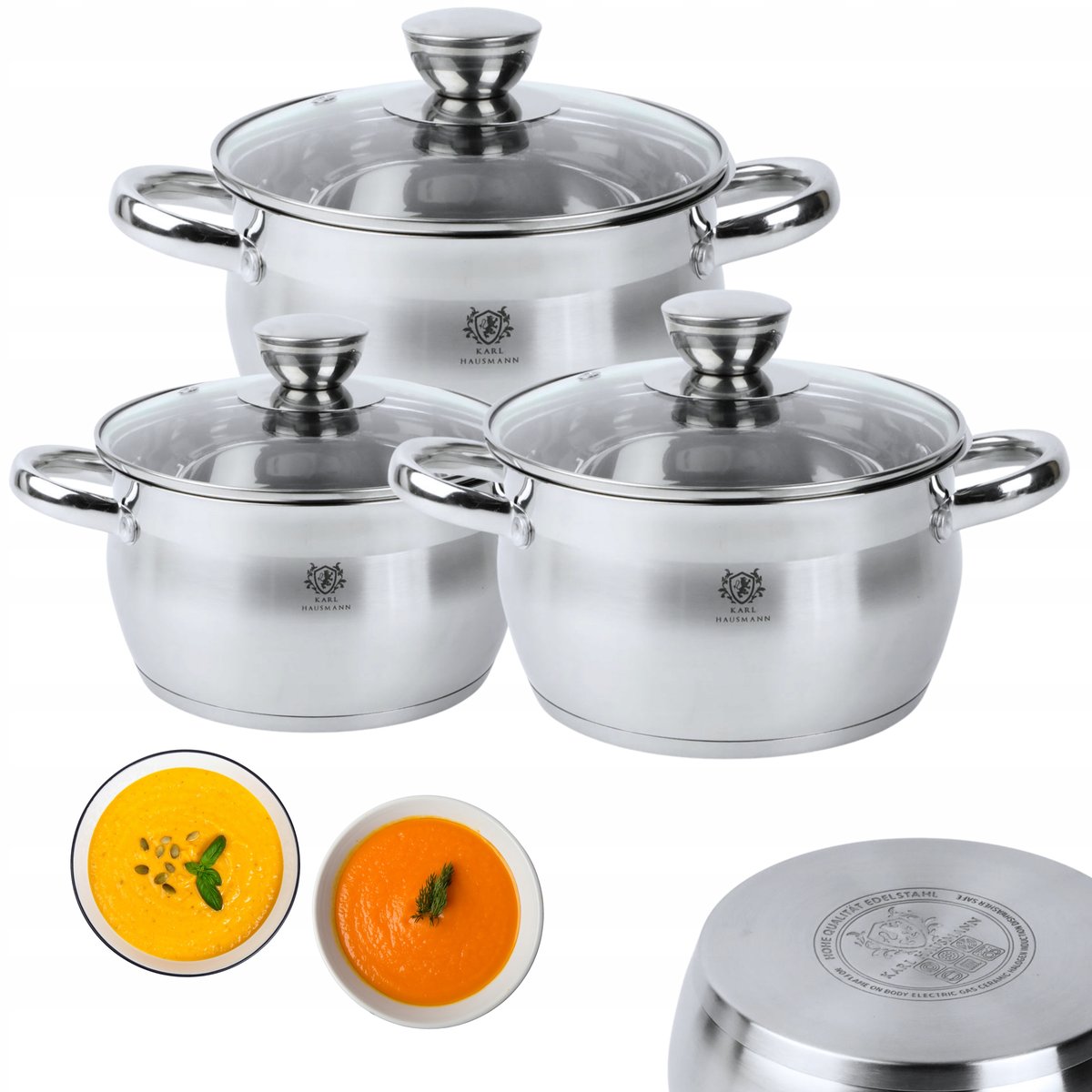 Zestaw Garnków Indukcja Gaz Komplet 6El Stal Nierdzewna 18/0 Limfa Garnki