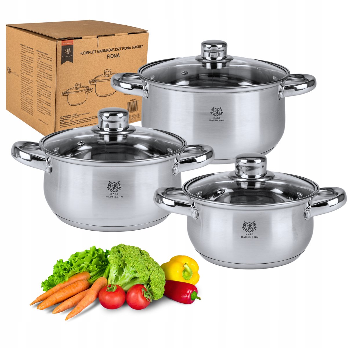 Zestaw Komplet Garnków Fiona Indukcja Gaz 6 El Ze Stali Nierdzewnej 18/0