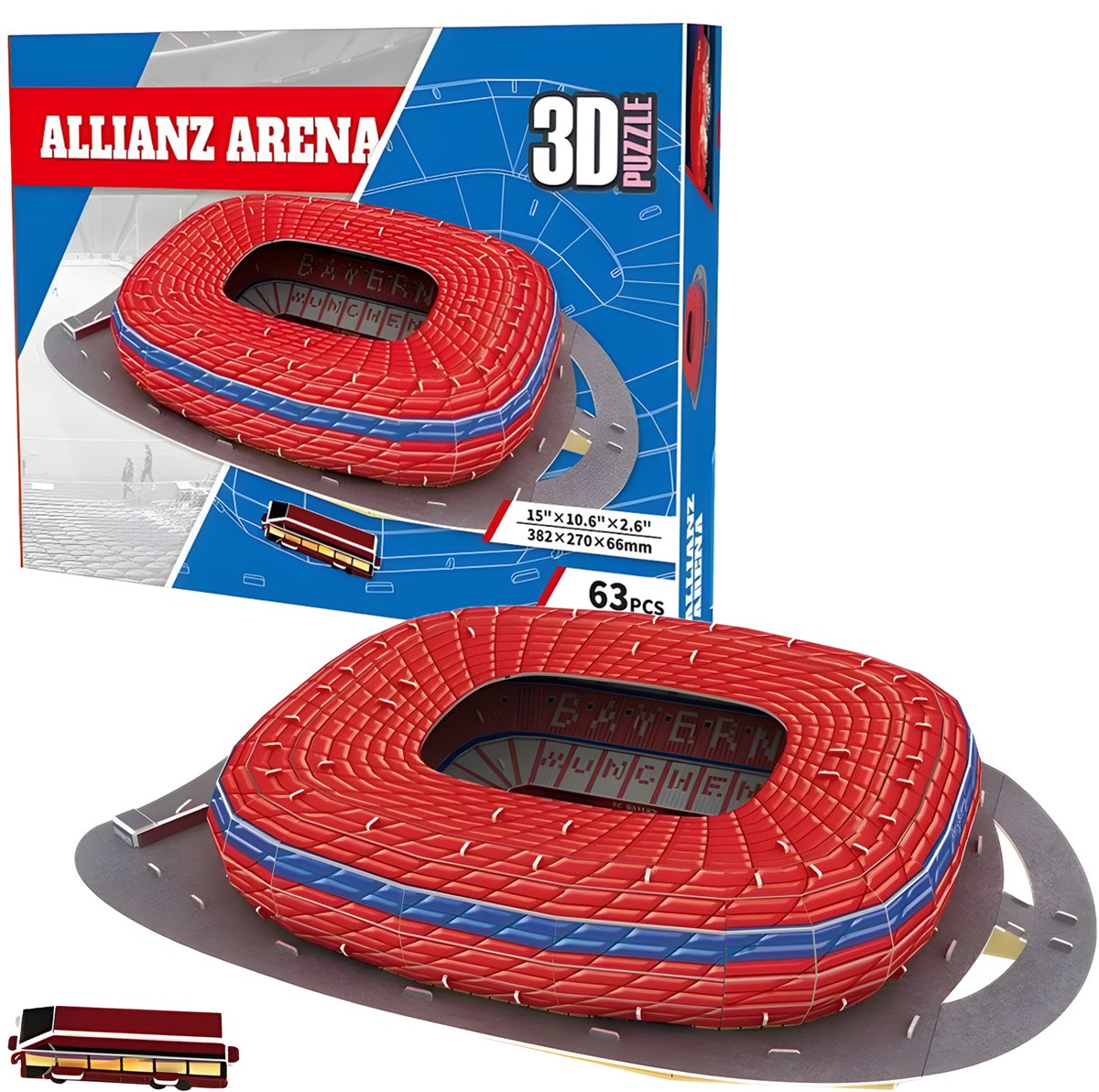 PUZZLE 3D Duży Stadion BAYERN MONACHIUM MUNCHEN Allianz Arena Układanka PRZESTRZENNE 3D / DreamPlanet