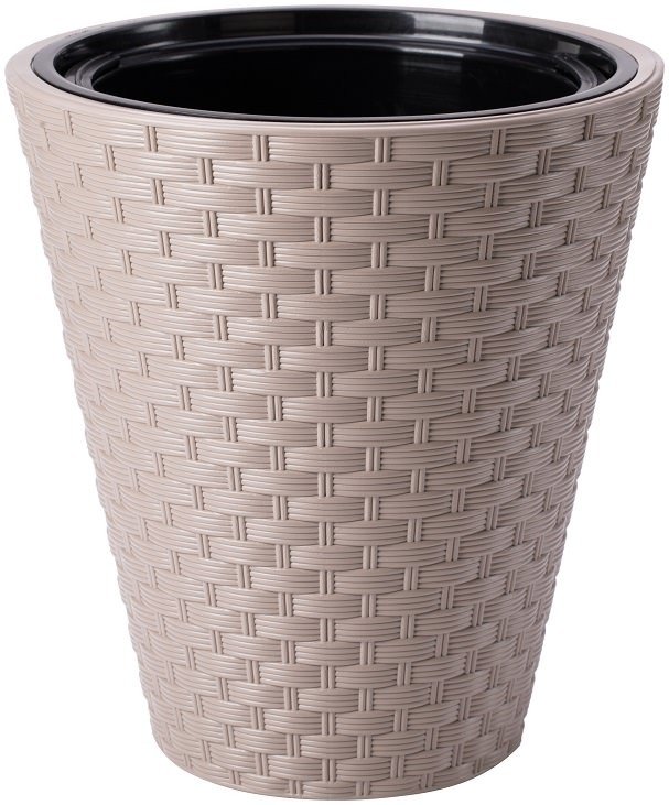 Doniczka Rattana okrągła 40 szarobeżowa FORM-PLASTIC