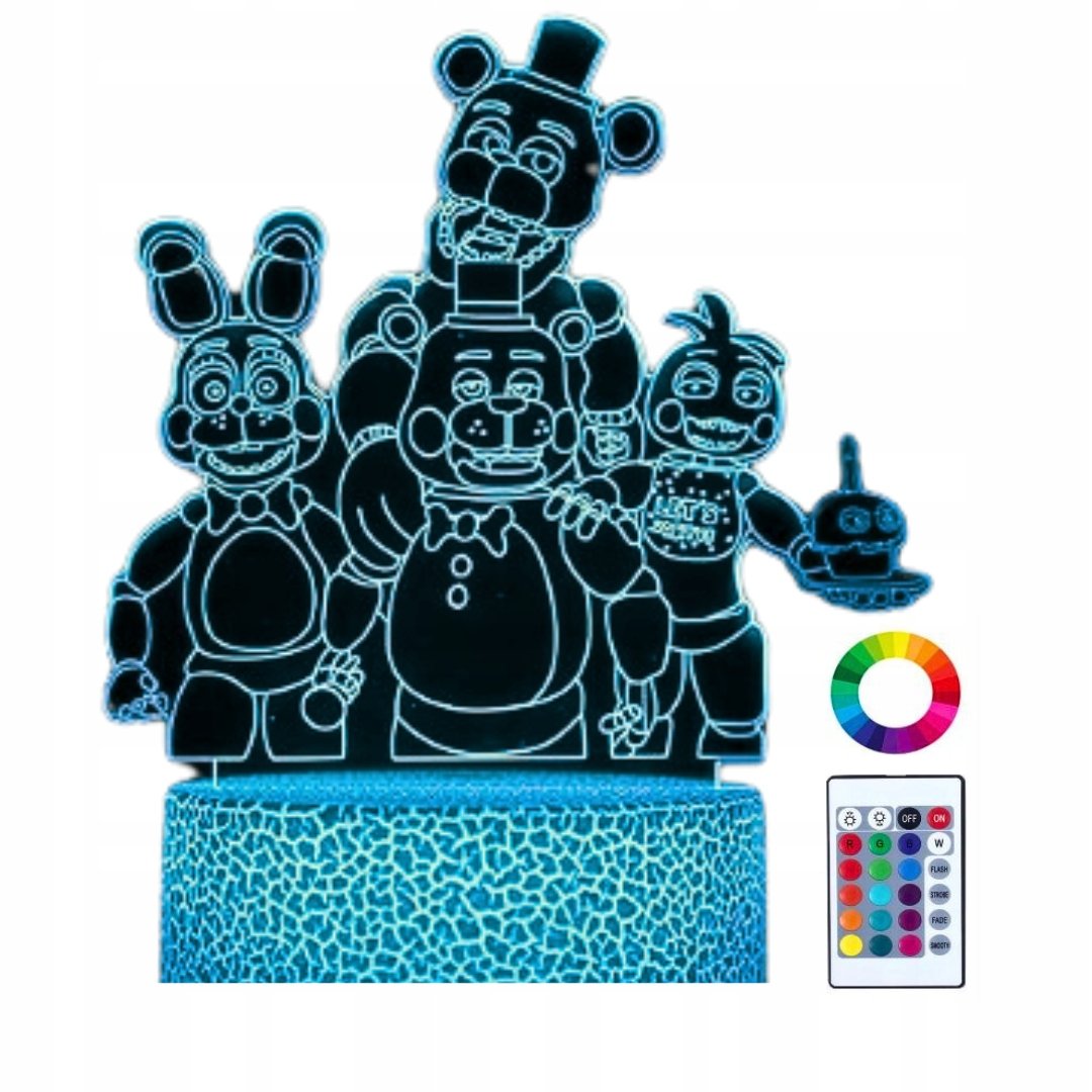 Lampka Nocna Biurkowa dla Dzieci FNAF Five Nights at Freddy's LED + Pilot