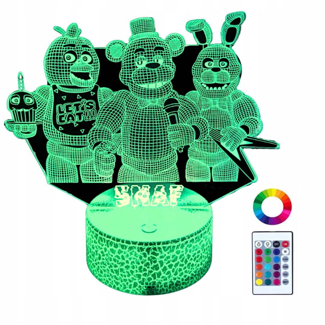 Lampka Nocna Biurkowa dla Dzieci FNAF Five Nights at Freddy's LED + Pilot