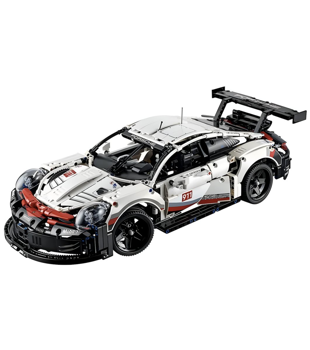 Klocki Duży samochód Porsche Biały Na Prezent