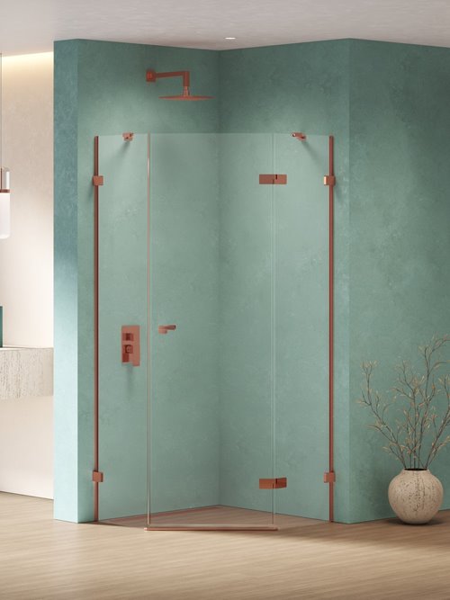 New Trendy Miedziana kabina prysznicowa pięciokątna prawa 90x90 EXK-6516 Eventa Copper Shine