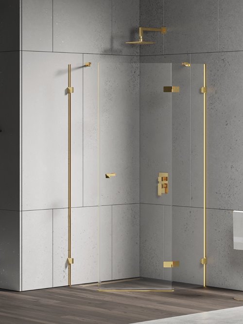 New Trendy Złota kabina prysznicowa pięciokątna prawa 90x90 EXK-4835 Eventa Gold Shine