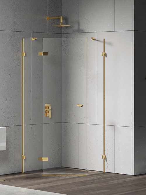 New Trendy Złota kabina prysznicowa pięciokątna lewa 90x90 EXK-4834 Eventa Gold Shine