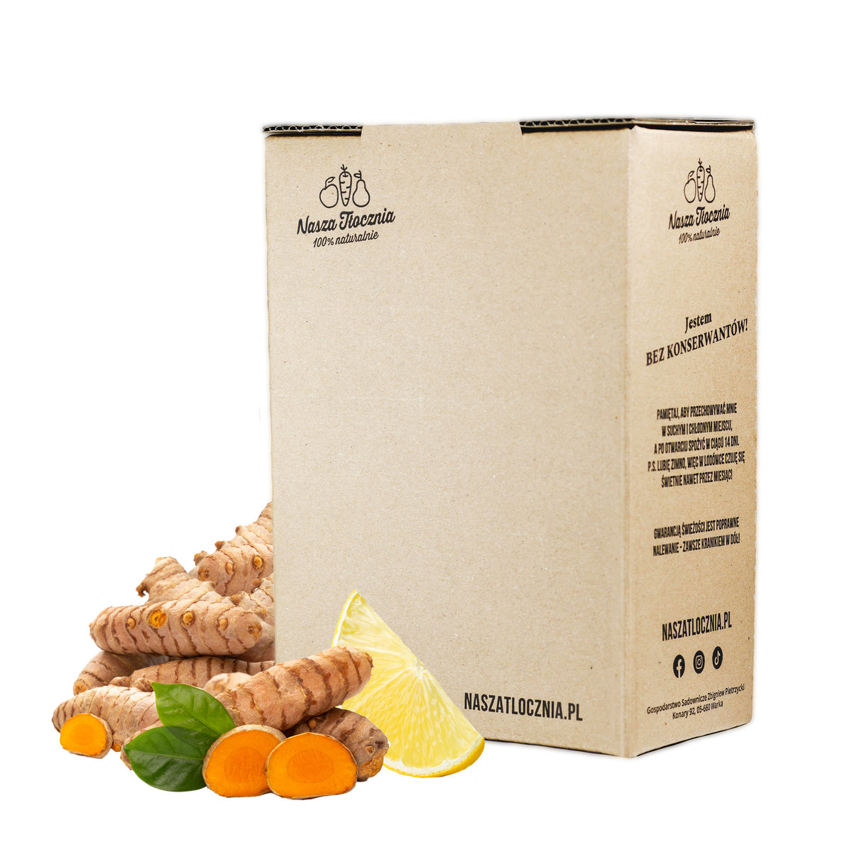 Sok tłoczony 100% KURKUMA Nasza Tłocznia z kurkumy premium skład 95%/5% 3L