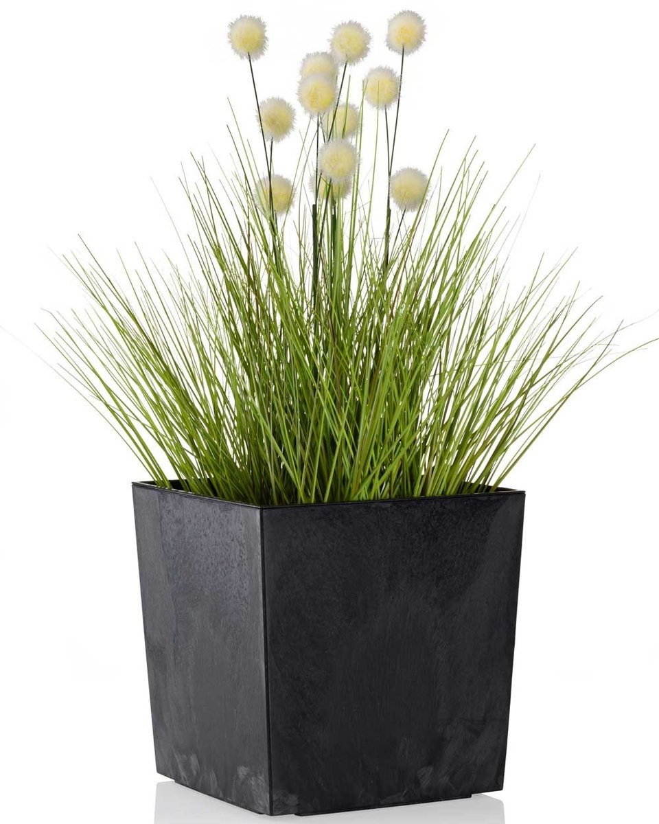 Doniczka + WKŁAD imitacja betonu na taras balkon kwadratowa czarna kwietnik