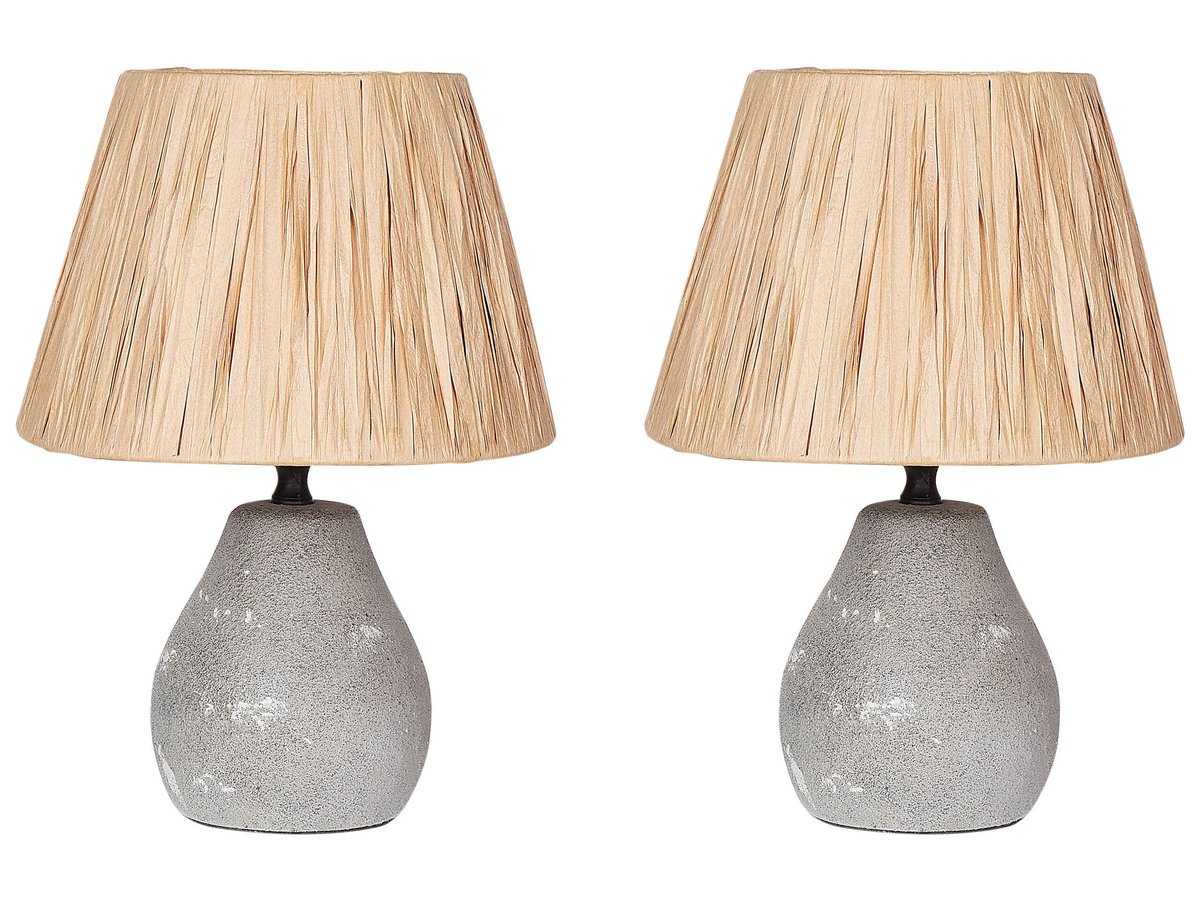 Zestaw 2 lampek nocnych ceramicznych szary ARWADITO