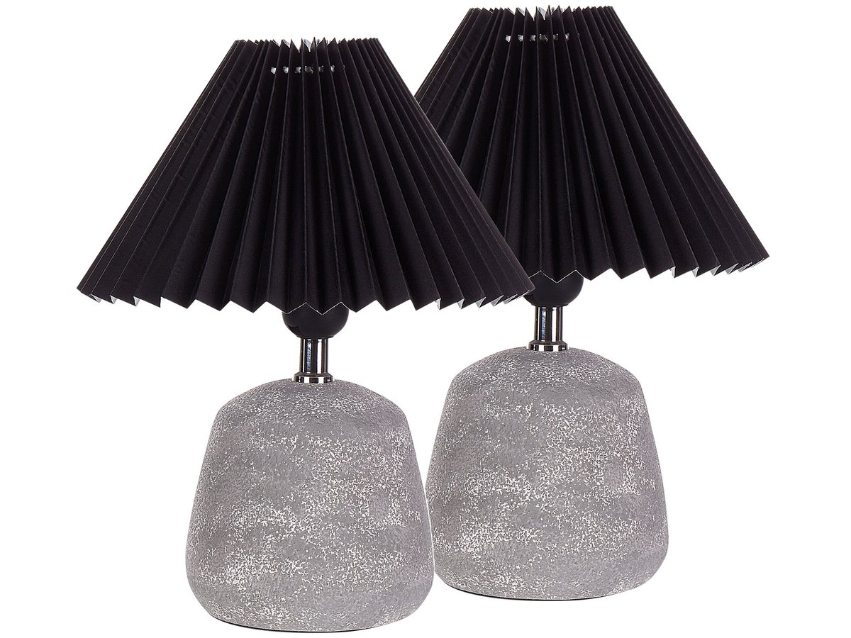 Zestaw 2 lampek nocnych ceramicznych czarny ZEYI